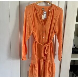 Magaschoni Orange Button-Front Midi Dress